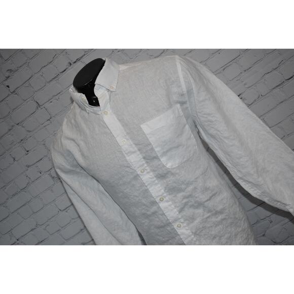 Alan Flusser Linen Dress Shirt Mens Size Large White Long Sleeve Button Down - Picture 6 of 6